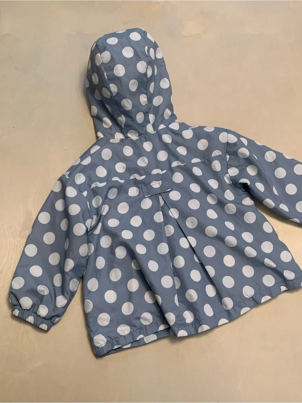 Kids Zara Blue & White Polka Dot Hooded Windbreaker Jacket, Size 18-24 Months